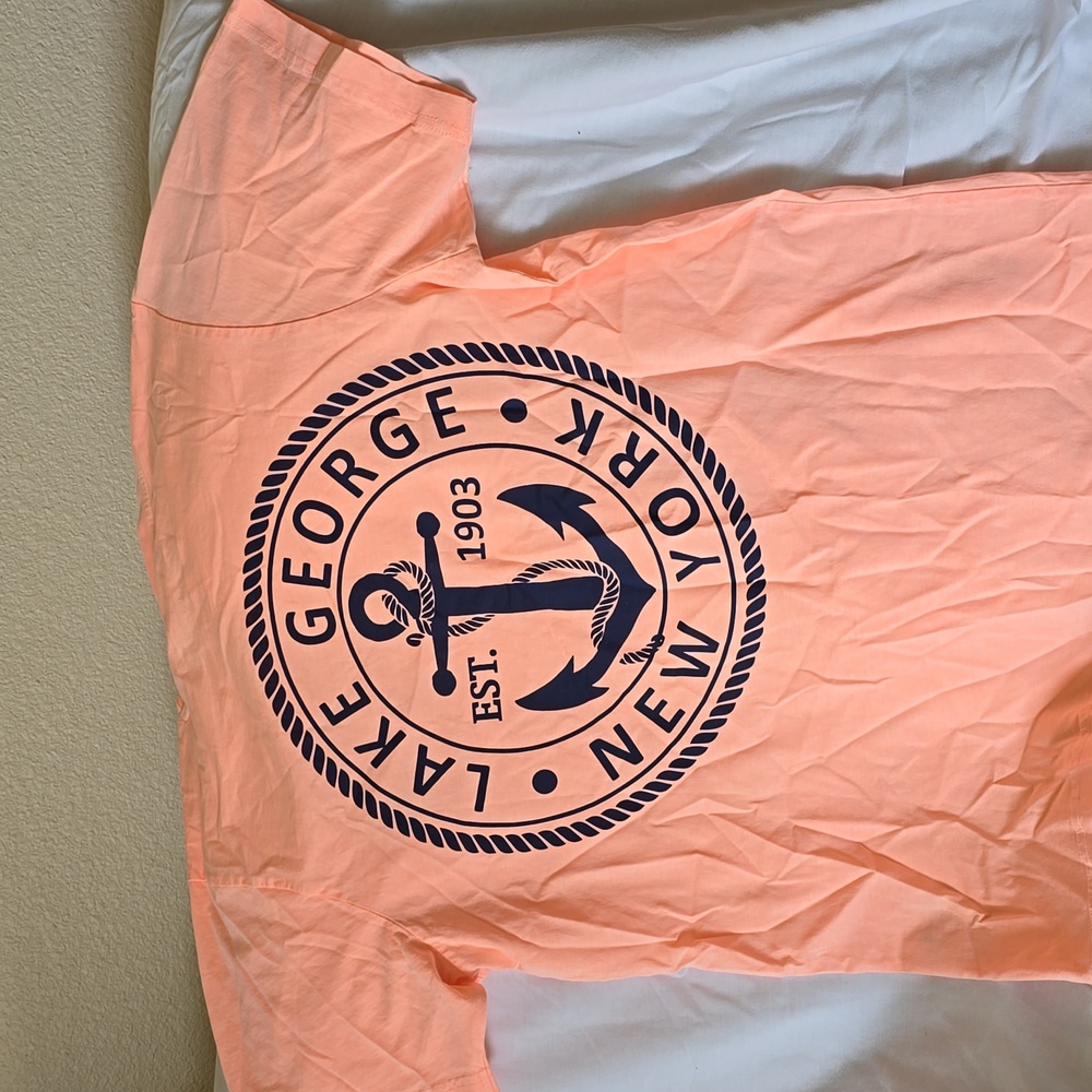 Size Medium Lake George Anchor Pocket Tee - Coral Peach - Picture 2 of 2